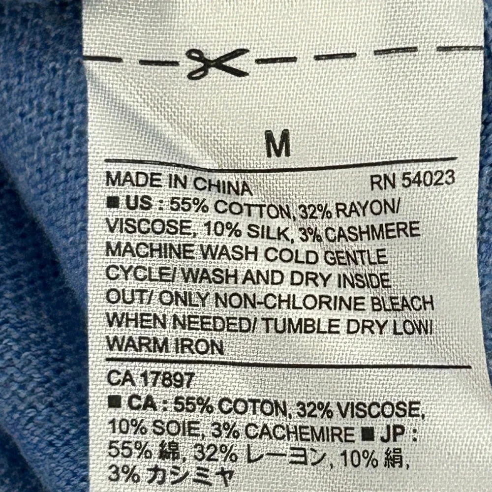 Banana Republic V-Neck Sweater Mens Medium Blue Silk Cashmere Blend Luxe Yarn